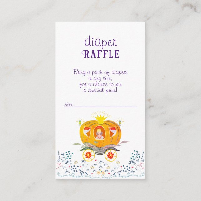 Carte D'accompagnement Petit Citrouille Princess Diaper Baby shower Raffl (Devant)