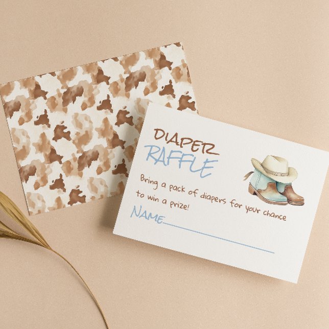Carte D'accompagnement Petit Cowboy Blue Brown Boots West Diaper Raffle (Créateur téléchargé)