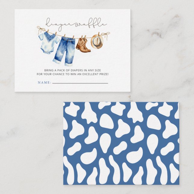 Carte D'accompagnement Petit Cowboy Boy Baby shower Déchets Raffle (Devant / Derrière)