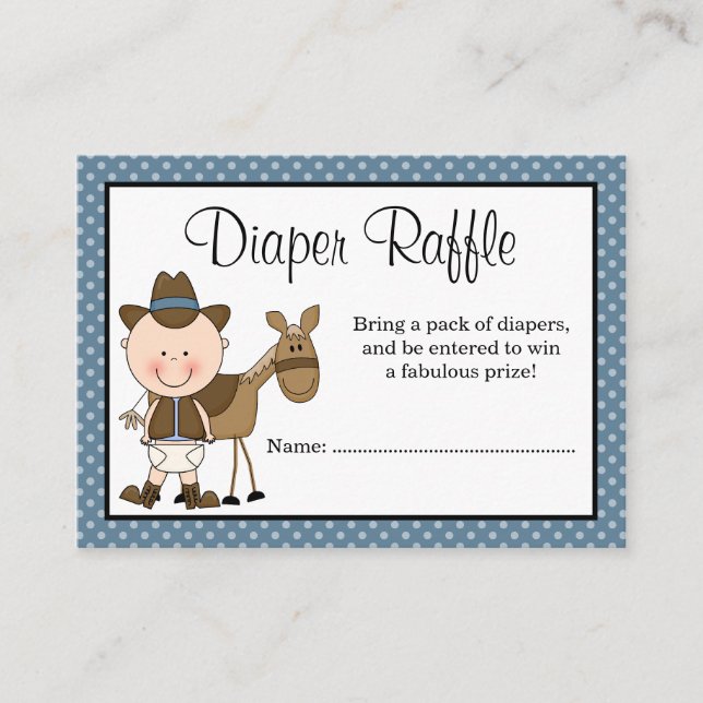 Carte D'accompagnement Petit Cowboy Pois Baby shower Déchets Raffle (Devant)