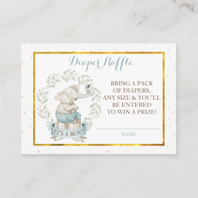Carte D'accompagnement Petit Eléphant Baby shower Déchets Raffle (Devant)