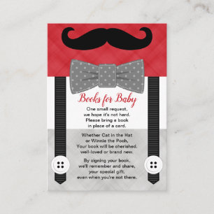 Carte D'accompagnement petit homme baby shower garçon rouge gris demande 