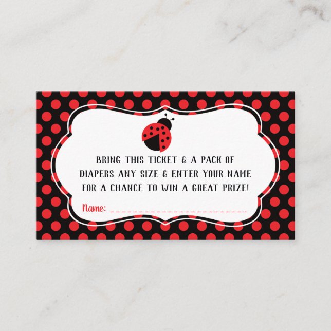 Carte D'accompagnement Petit Lady Diaper Raffle Ticket, Ladybug (Devant)
