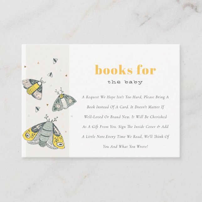 Carte D'accompagnement Petit Livre De Bug Gray Jaune Pour Le Baby shower (Devant)
