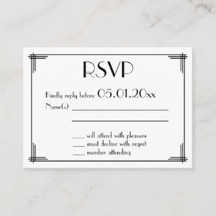 Carte D'accompagnement Petit Noir Grand Gatsby Art Déco Mariage RSVP