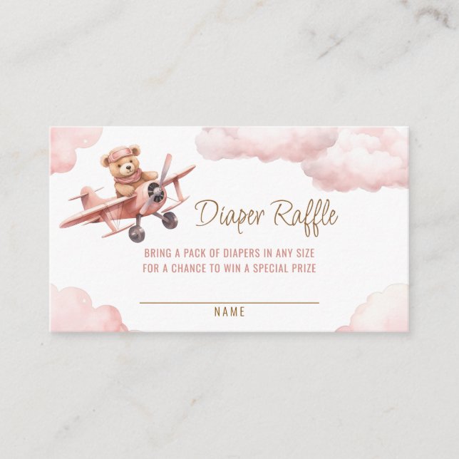 Carte D'accompagnement Petit Ours Avion Pink Girl Déchets Raffle (Devant)