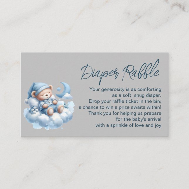 Carte D'accompagnement Petit ours endormi bébé bébé garçon douche raphia (Devant)