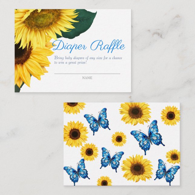 Carte D'accompagnement Petit Papillon Tournesol Papier Déchets Raffle Dou (Devant / Derrière)