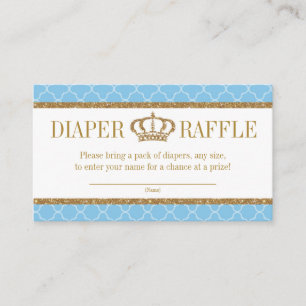 Carte D'accompagnement Petit Prince Royal Baby Blue & Gold Diaper Raffle