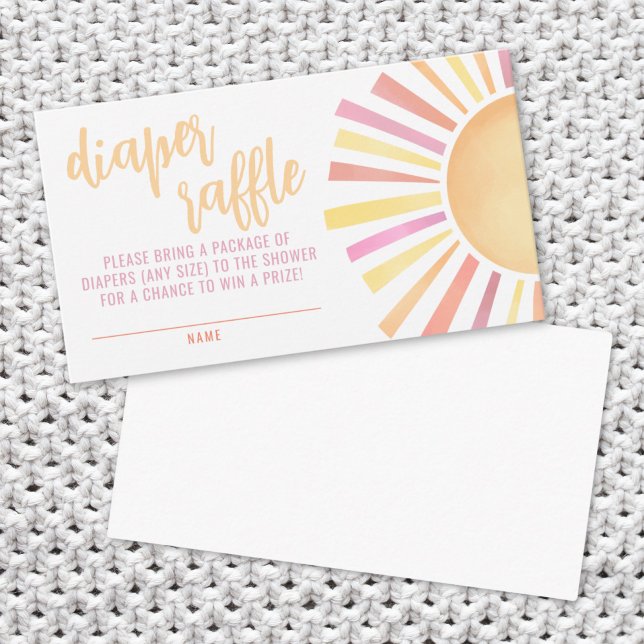 Carte D'accompagnement Petit Rayon De Baby shower Soleil Déchets Raffin (Little Ray Of Sunshine Baby Shower Diaper Raffle Enclosure Card)