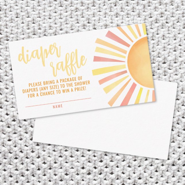 Carte D'accompagnement Petit Rayon De Baby shower Soleil Déchets Raffin (Little Ray Of Sunshine Baby Shower Diaper Raffle Enclosure Card)