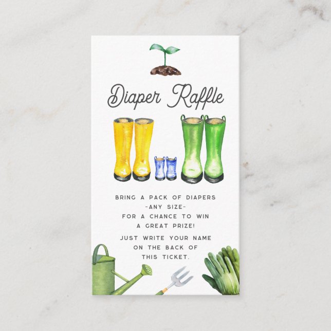 Carte D'accompagnement Petit Sprout Blue Jardinage Bottes Déchets Raffin (Devant)