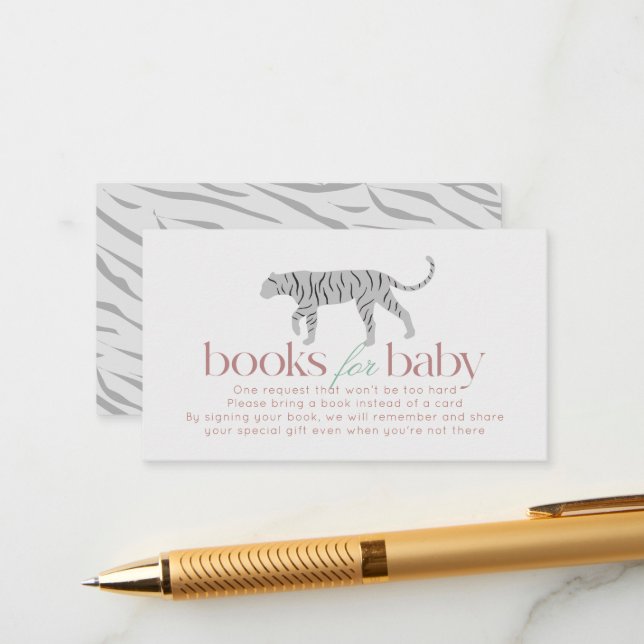 Carte D'accompagnement Petit Tigre moderne gris Baby shower demande de ré (Devant/Arrière en situation)