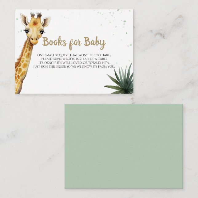 Carte D'accompagnement Petit Wild One Baby Giraffe Safari Douche (Devant / Derrière)