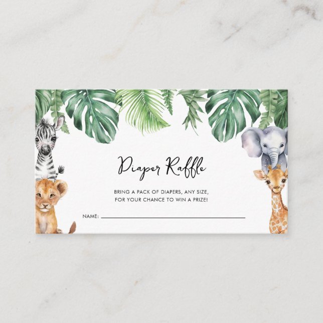 Carte D'accompagnement Petit Wild One Safari Baby shower Déchets Raffle (Devant)