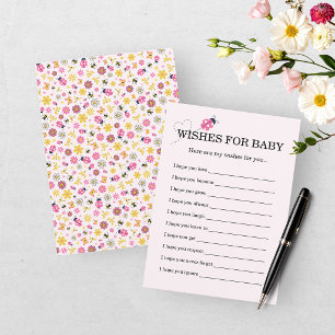 Carte D'accompagnement Petite coccinelle Fille rose Baby Shower