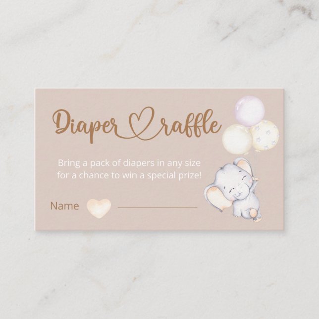 Carte D'accompagnement Petite couche d'aquarelle d'éléphant Raffle (Devant)