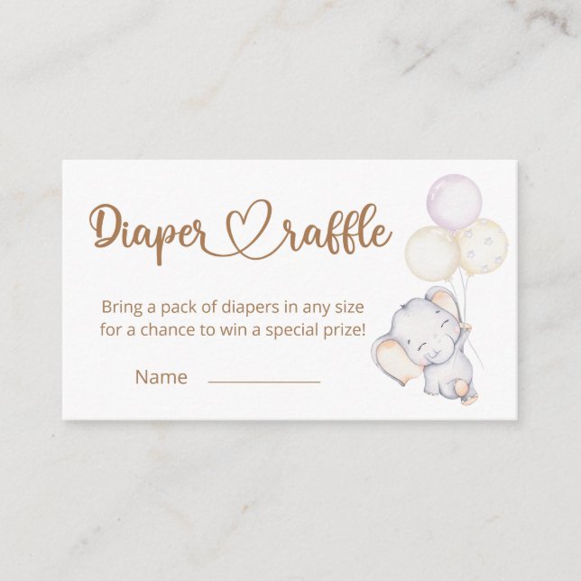 Carte D'accompagnement Petite couche d'aquarelle d'éléphant Raffle (Devant)