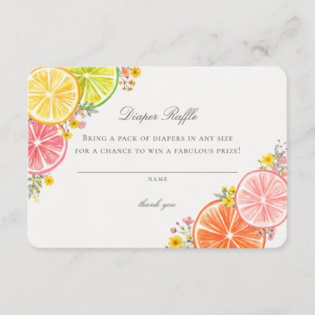 Carte D'accompagnement Petite Cutie Citrus Floral Diaper Raffin Insérer (Devant)