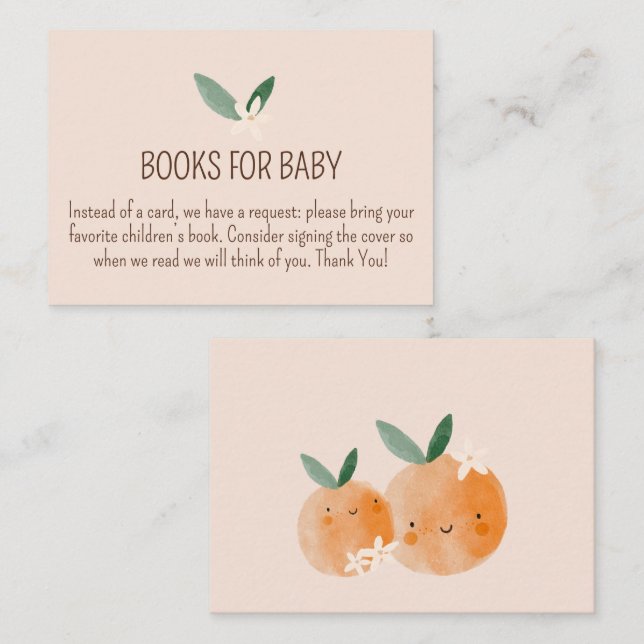 Carte D'accompagnement Petite Cutie Orange Citrus Baby showers Livres (Devant / Derrière)