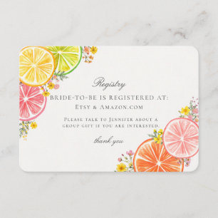 Carte D'accompagnement Petite Douceur Floral Citrus Carton d'Inscription 
