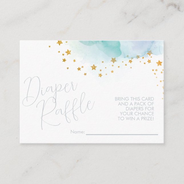Carte D'accompagnement Petite étoile bleu aquarelle Baby Diaper Raffle (Devant)
