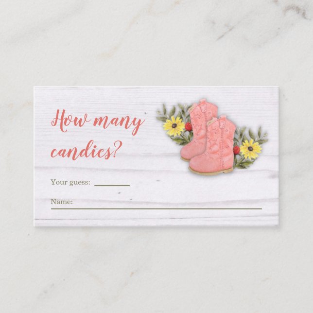 Carte D'accompagnement Petite fille Bootie Baby shower Raffle Guess (Devant)