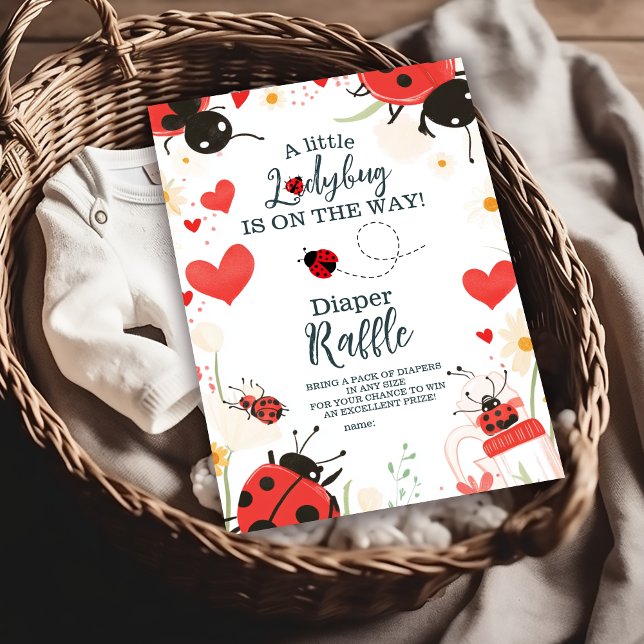 Carte D'accompagnement Petite fille de Ladybug Baby shower Diapper Raffle (Créateur téléchargé)