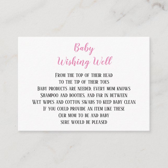 Carte D'accompagnement Petite fille rose désirant bien Baby shower Mini C (Devant)