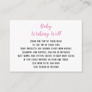 Carte D'accompagnement Petite fille rose désirant bien Baby shower Mini C