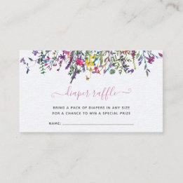 Carte D'accompagnement Petite Fleur Sauvage Tombola de Couches Baby Showe