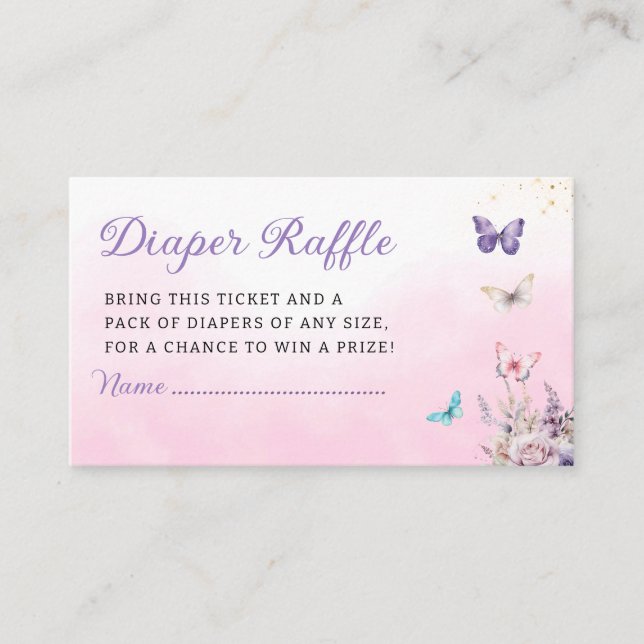 Carte D'accompagnement Petite papillon fille baby shower tombole de couch (Devant)