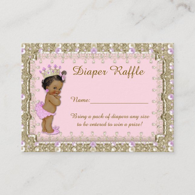 Carte D'accompagnement Petite Princesse Diaper Raffle Billets, rose (Devant)