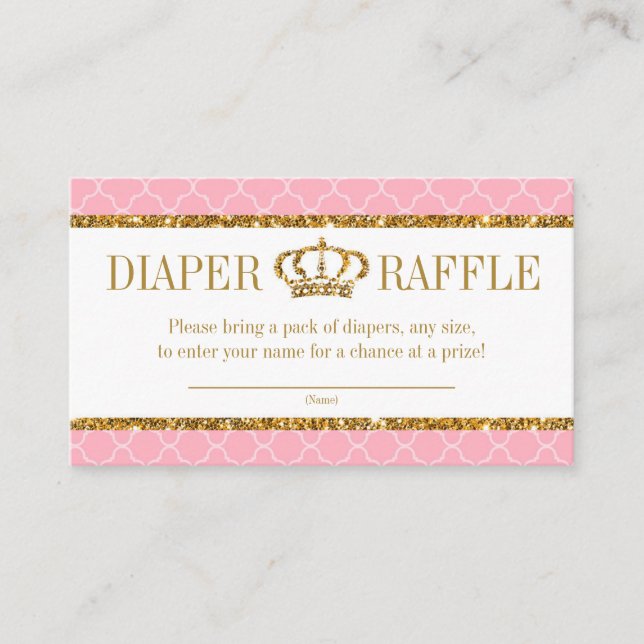 Carte D'accompagnement Petite princesse Royal rose et doré (Devant)