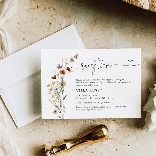 Carte D'accompagnement Petite Réception De Mariage Fleur sauvage (Créateur téléchargé)