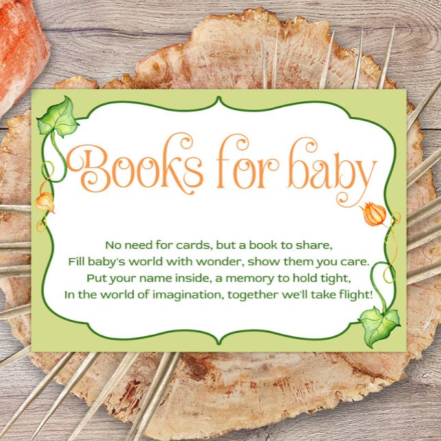 Carte D'accompagnement Petits Baby showers Citrouilles Livres pour bébé (Créateur téléchargé)