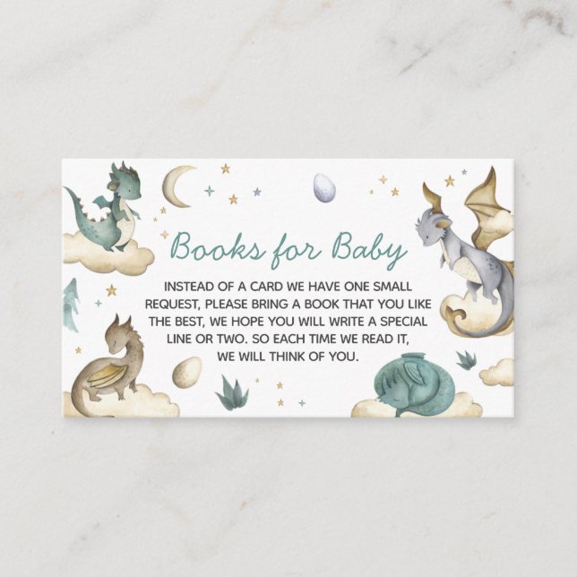 Carte D'accompagnement Petits Baby showers Dragon Livres pour bébé (Devant)