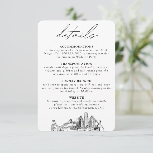 Carte D'accompagnement Petits détails verticaux du Mariage de Miami (Debout devant)
