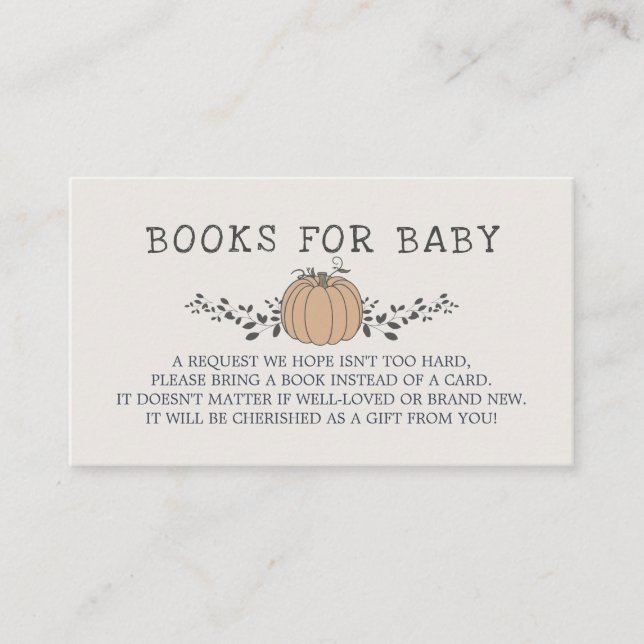 Carte D'accompagnement Petits livres de baby showers citrouilles pour béb (Devant)