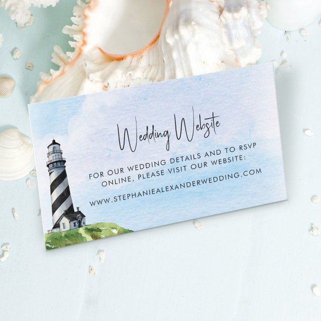 Carte D'accompagnement Phare aquarelle Site Mariage nautique (Créateur téléchargé)