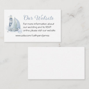 Carte D'accompagnement Phare Voilier Bleu Mariage nautique