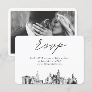 Carte D'accompagnement Philadelphie Mariage minimaliste croquis RSVP