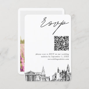 Carte D'accompagnement Philadelphie Mariage moderne RSVP QR Code