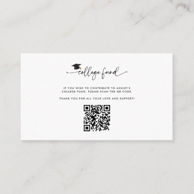Carte D'accompagnement Photo College Fund QR Code Graduation Insertion (Devant)