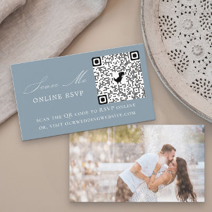 Carte D'accompagnement Photo en ligne RSVP QR Code Dusty Mariage bleu