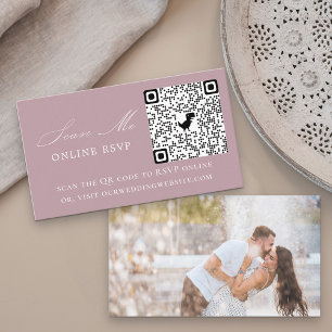 Carte D'accompagnement Photo en ligne RSVP QR Code Dusty Rose Mariage