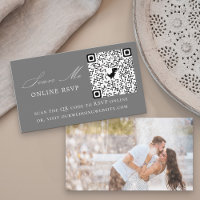 Photo en ligne RSVP QR Code Mariage gris