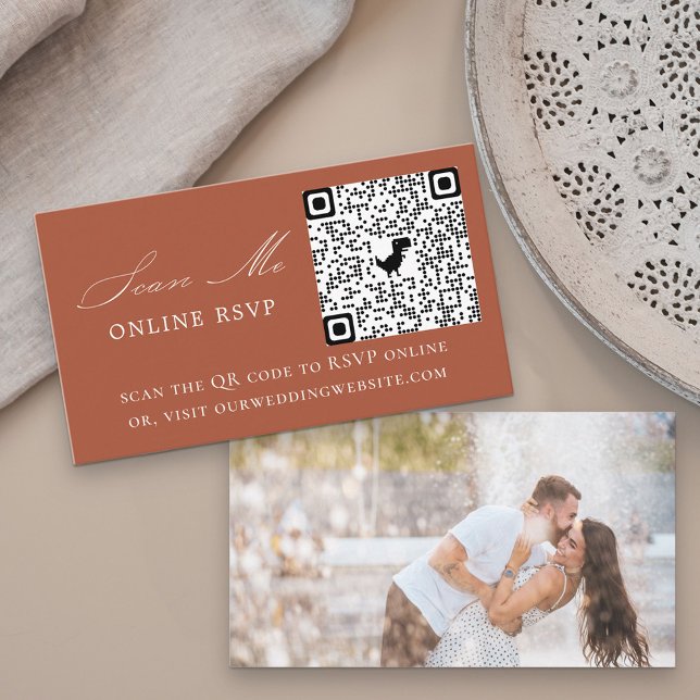 Carte D'accompagnement Photo en ligne RSVP QR Code Mariage Terracotta (Créateur téléchargé)