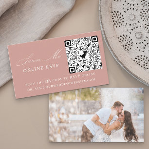 Carte D'accompagnement Photo en ligne RSVP QR Code Rose Gold Mariage