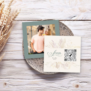 Carte D'accompagnement Photo en ligne RSVP QR Code Sage Green Botanical